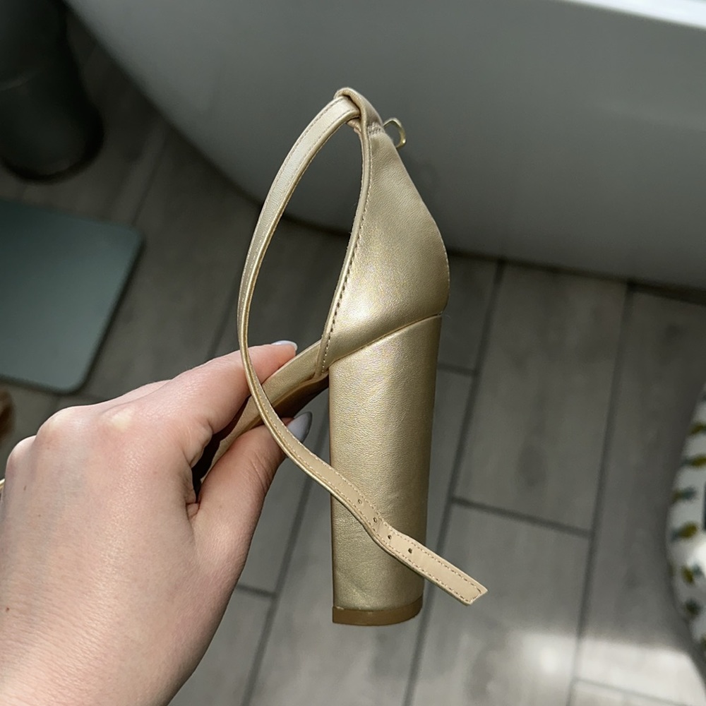 Lulus Gold Block Heels - Picture 9 of 9